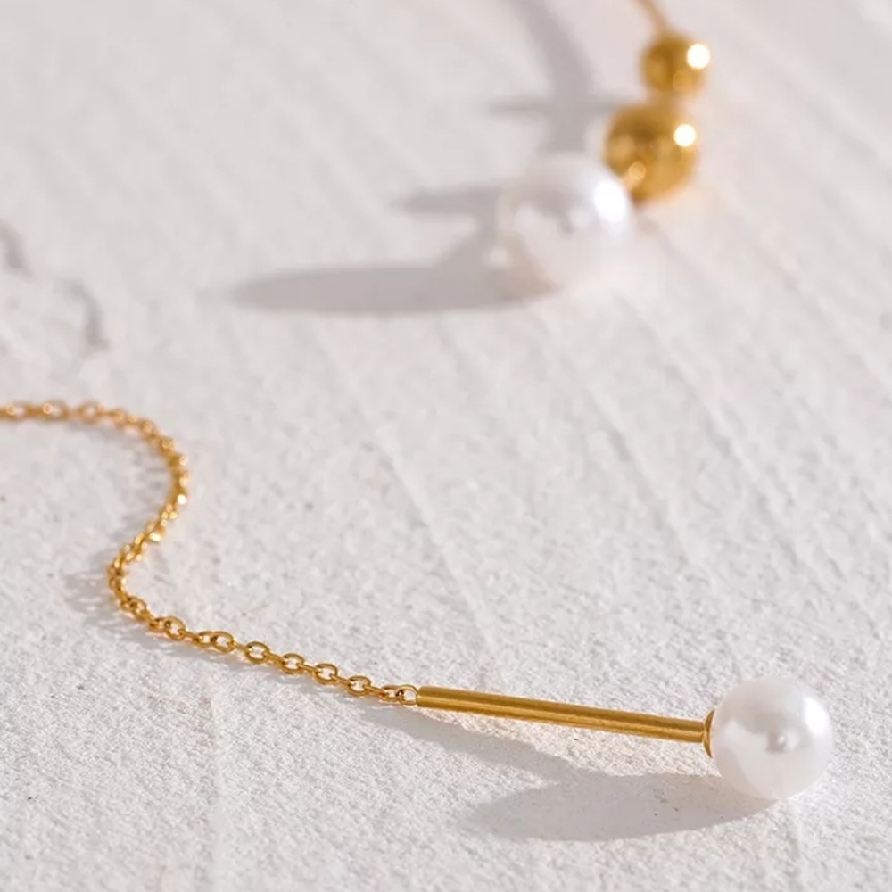 Delicate Pearl Torques Necklace - Picture 3 of 6